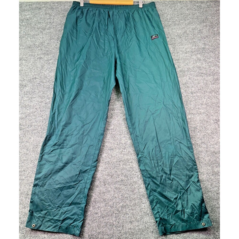 Vintage Helly Hansen Rain Pants XL Green Packable Waterproof Shell Ankle Zip